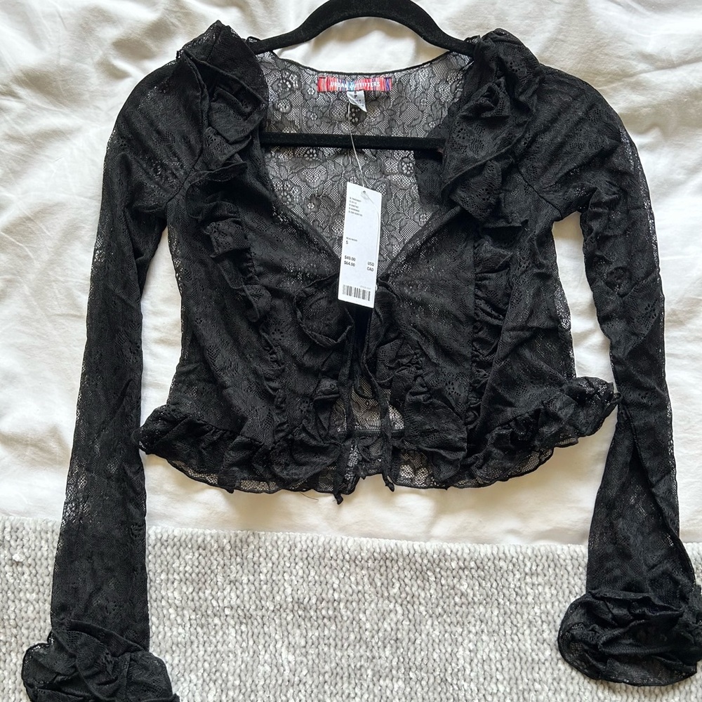 Urban Outfitters UO Stella Sheer Lace Tie-Front Top